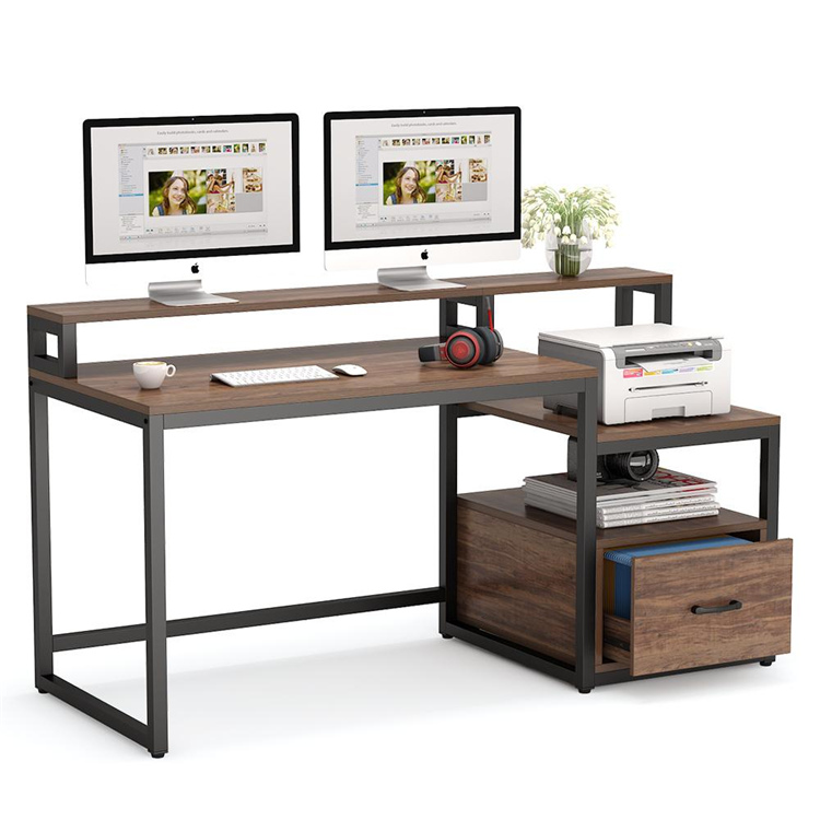  Wooden Home Office Furniture Computer PC Desk Writing Table with File Drawer and Storage Shelves